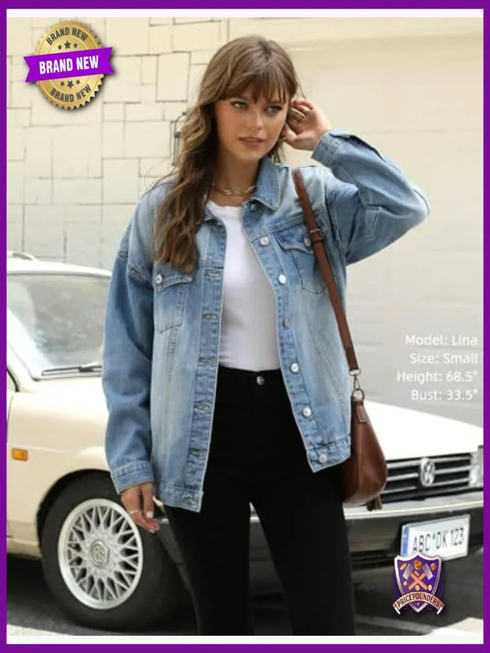 Oversized Mid Long Denim Jacket Jean Biker Coat
